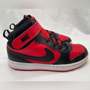 Nike Court Borough Mid Bred Black Red Kids Shoes Size 3Y CD7783-602